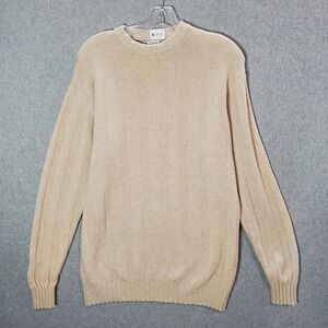 Zara Men Sweater Medium Beige Wool‎ Rib Knit Pullover
